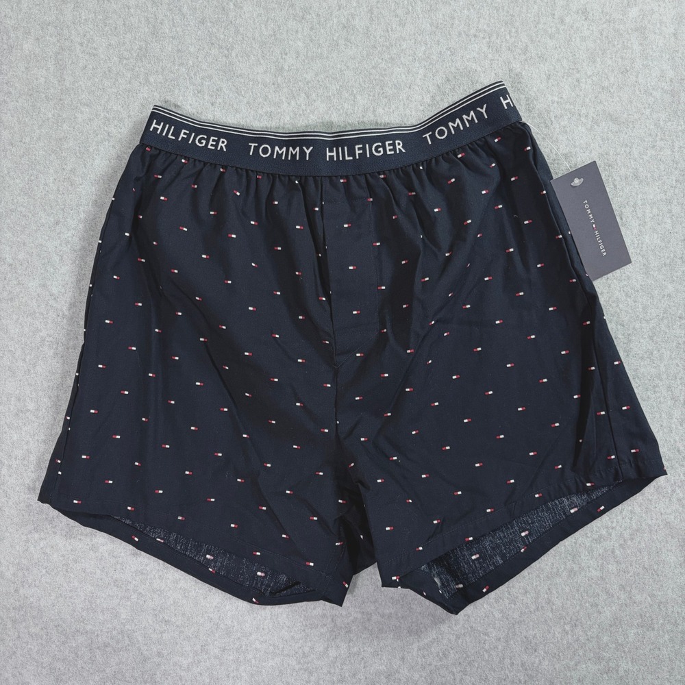Tommy Hilfiger Mens Woven Boxer Shorts New Blue Flag Logo Small 09W4623BM7